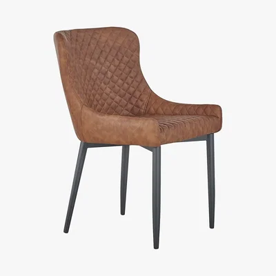 Dunelm Montreal Set of 2 Dining Chairs Tan PU Leather Tan