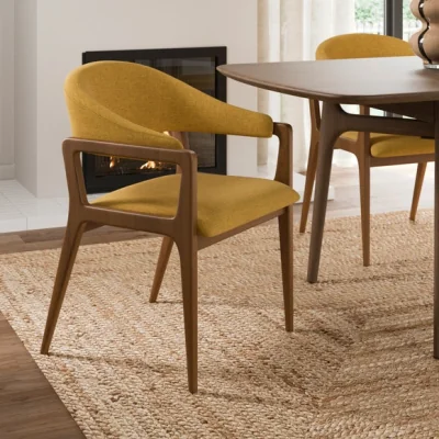 Dunelm Hugh Carver Dark Stained Dining Chair, Fabric