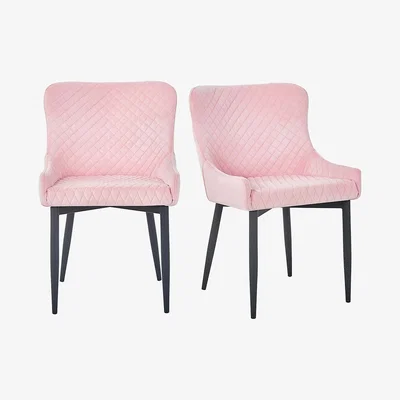 Dunelm Montreal Set of 2 Dining Chairs Blush Velvet Blush