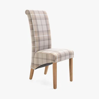 Dunelm Chester Set of 2 Dining Chairs Natural Woven Check Natural