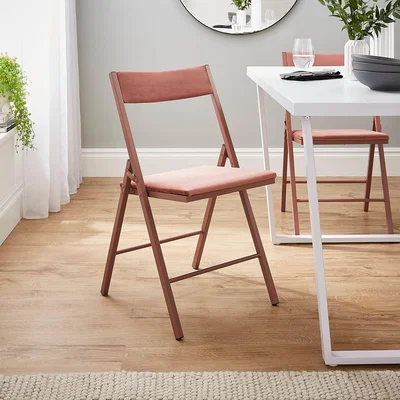 Dunelm Emily Folding Dining Chair, Velvet Rose (Pink)