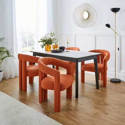Dunelm Lucilla Dining Chair, Boucle Orange Umber