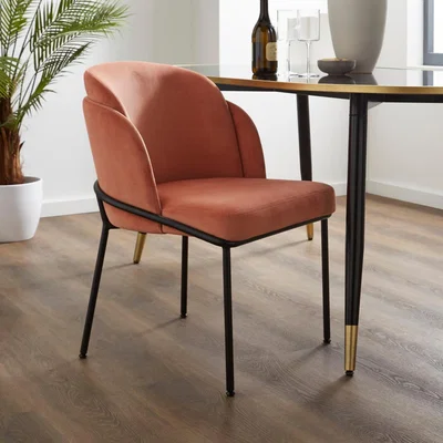 Dunelm Bobbi Dining Chair, Velvet Red Clay