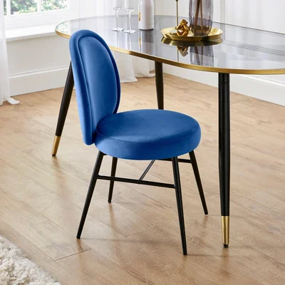 Dunelm Renata Dining Chair, Velvet Classic Blue