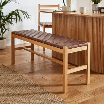 Dunelm Amari 2 Seater Dining Bench, Natural Brown