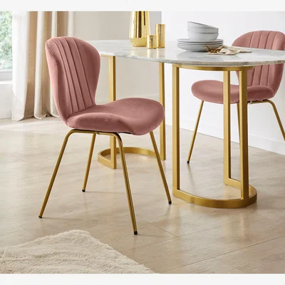 Dunelm Lila Dining Chair, Velvet Velvet Rose