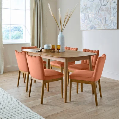 Dunelm Delilah Dining Chair, Velvet Clay (Red)
