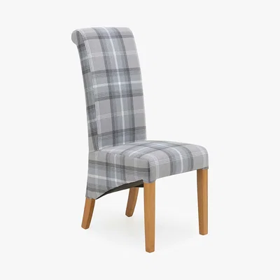 Dunelm Chester Set of 2 Dining Chairs Grey Woven Check Grey