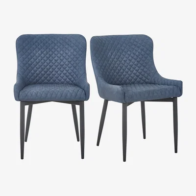 Dunelm Montreal Set of 2 Dining Chairs Navy PU Leather Navy