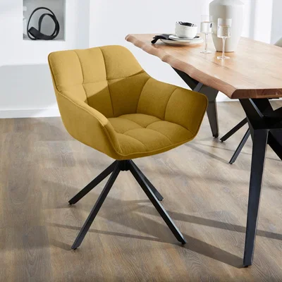 Dunelm Henson Swivel Dining Chair, Fabric Old Gold