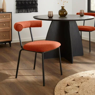 Dunelm Nadya Boucle Dining Chair Boucle Orange Umber