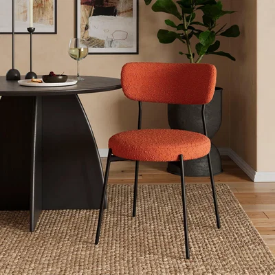 Dunelm Laine Boucle Dining Chair Boucle Orange Umber