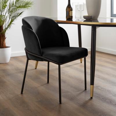 Dunelm Bobbi Dining Chair, Velvet Black Velvet