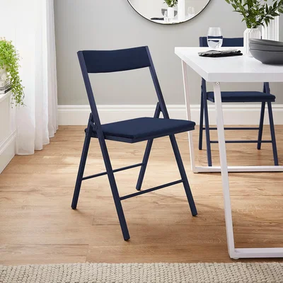 Dunelm Emily Folding Dining Chair, Velvet Velvet Luxe Navy