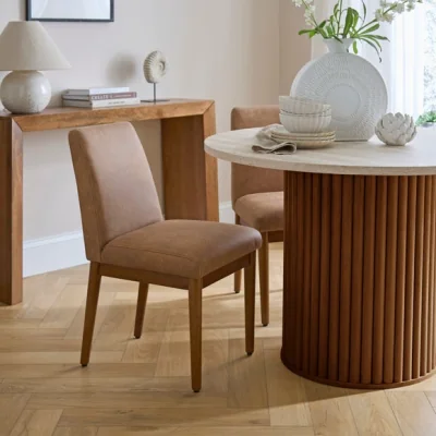 Dunelm Cassie Set of 2 Dining Chairs, Faux Leather