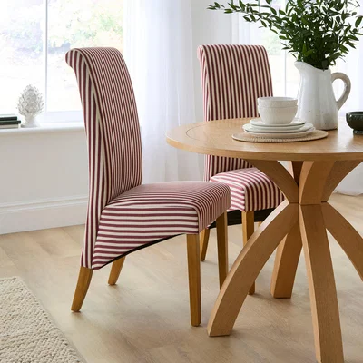 Dunelm Set of 2 Chester Linford Stripe Dining Chairs, Fabric