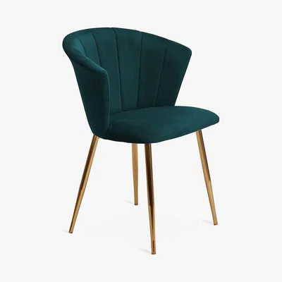 Dunelm Kendall Chair Teal Velvet Blue