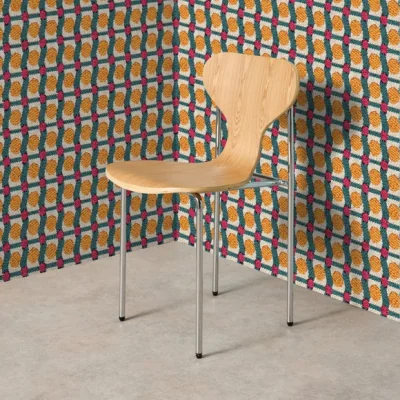 Dunelm Yinka Ilori Silhouette Plain Wood and Chrome Dining Chair