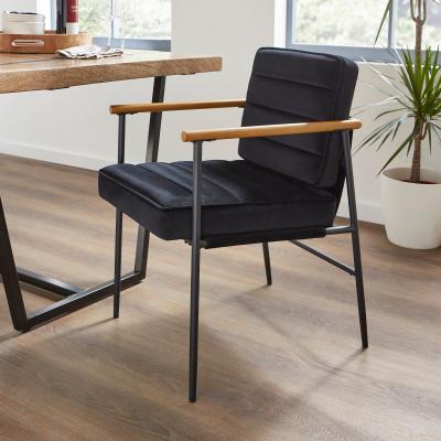 Dunelm Bude Carver Dining Chair, Velvet Black