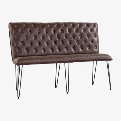 Dunelm Sebastian Studded Back 180cm Bench Brown