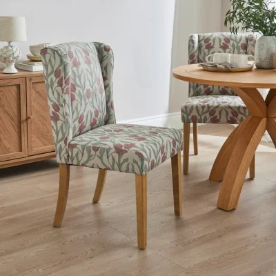 Dunelm Oswald Set of 2 Dining Chairs, Tulip Blush Print