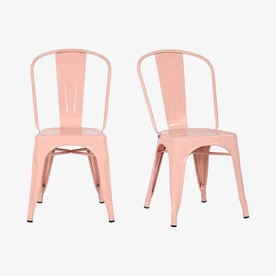 Dunelm Daxton Set of 2 Metal Chairs Blush