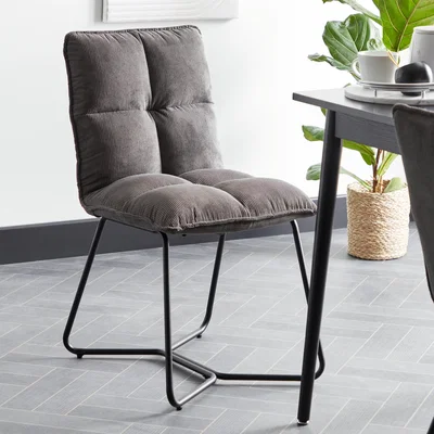 Dunelm Logan Charcoal Cord Dining Chair Charcoal