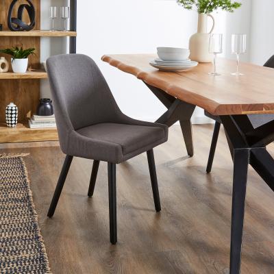 Dunelm Eddie Luna Fabric Dining Chair Charcoal