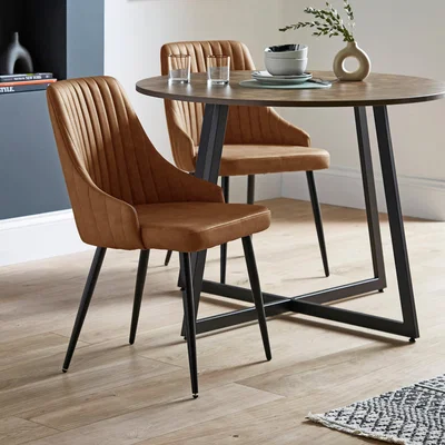 Dunelm Shea Set of 2 Dining Chairs, Faux Leather