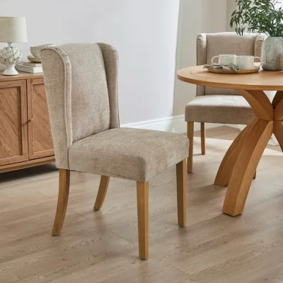 Dunelm Oswald Set of 2 Dining Chairs, Tonal Chenille