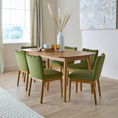 Dunelm Delilah Dining Chair, Velvet Olive