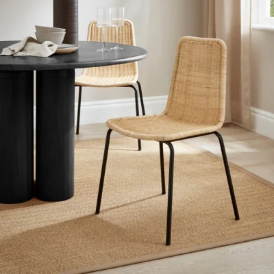 Dunelm Brodie Set of 2 Dining Chairs, Natural Rattan