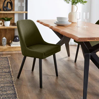 Dunelm Eddie Luna Fabric Dining Chair Olive