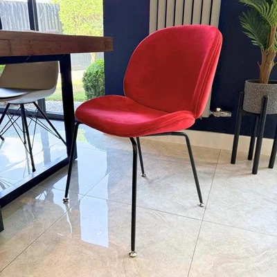 Dunelm Fusion Living Luxurious Velvet Dining Chair with Black Metal Legs
