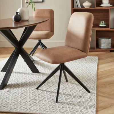 Dunelm Loki Set of 2 Dining Chairs, Faux Leather
