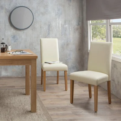 Dunelm Hugo Set of 2 Dining Chairs, Faux Leather