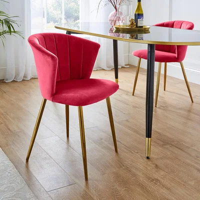 Dunelm Kendall Dining Chair, Velvet Magenta