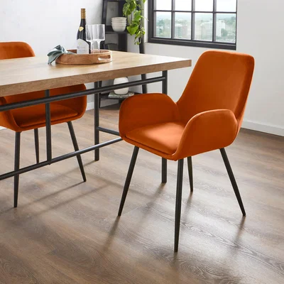 Dunelm Axel Velvet Dining Chair Orange Umber