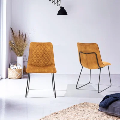 Dunelm Indus Valley Set of 2 Turmeric Dining Chairs Turmeric