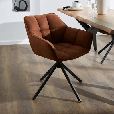 Dunelm Henson Swivel Dining Chair, Porter Suede Tan