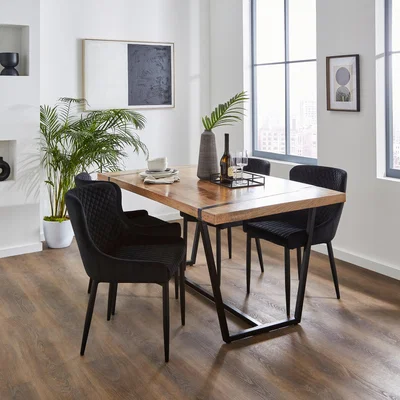 Dunelm Montreal Set of 2 Dining Chairs, Velvet Montreal Black