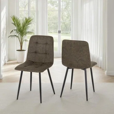 Dunelm Fenton Set of 2 Dining Chairs, Faux Suede