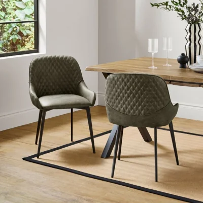 Dunelm Hudson Set of 2 Dining Chairs, Faux Leather