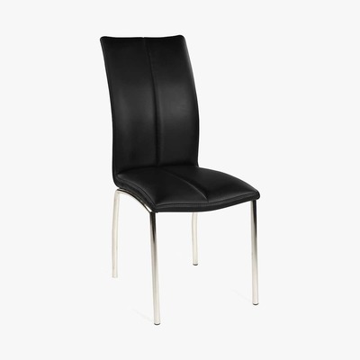 Dunelm Nantes Set of 2 Dining Chairs Black PU Leather Black