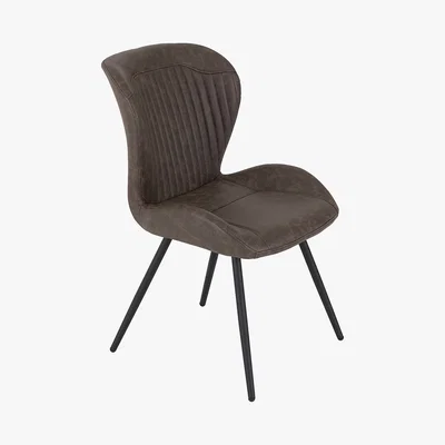 Dunelm Quebec Set of 4 Dining Chairs Brown PU Leather Brown