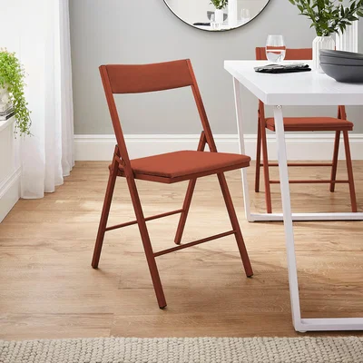 Dunelm Emily Folding Dining Chair, Velvet Velvet Orange Umber