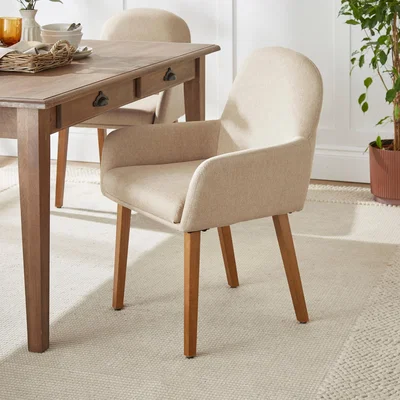 Dunelm Agnes Carver Dining Chair, Fabric Natural