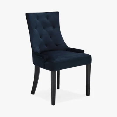 Dunelm Regent Set of 2 Dining Chairs Ink Velvet Blue