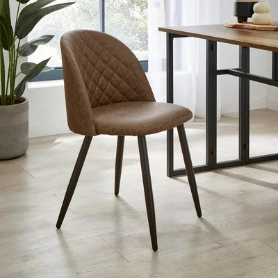 Dunelm Astrid Faux Leather Dining Chair Brown