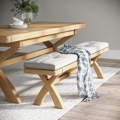 Dunelm Normandy Cross Leg Dining Bench, Oak Oak